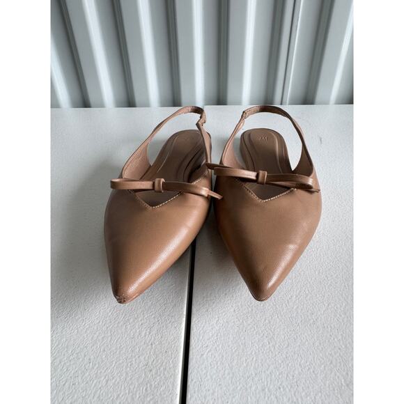 4 for $10 H&M Vegan Leather sling Back flat shoe in nude 6 EUC - Picture 4 of 7